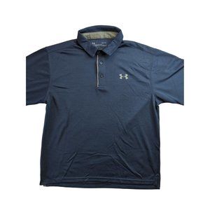 Under Armour Men's Heat Gear Loose Fit Golf Polo Shirt Short Sleeves Blue Sz LG